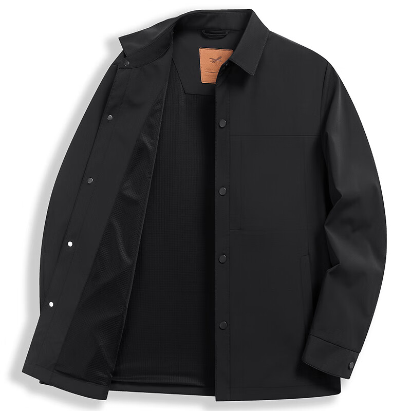 培蒙薄款2024秋季新款衬衫领夹克外套男士春秋款休闲男装简约上衣翻领