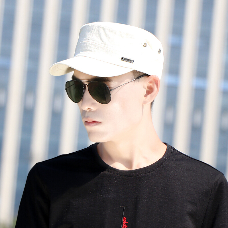 冈蹈男士休闲短沿帽短舌短檐帽男冒子孑平顶帽子四季款式韩版百搭短帽