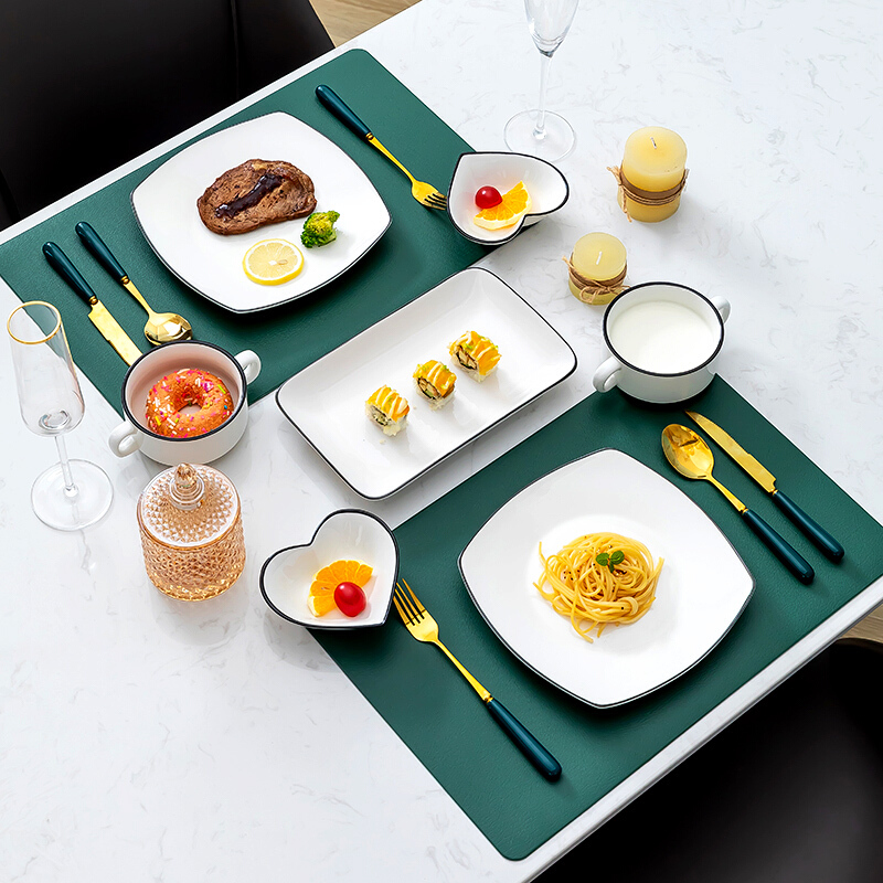 餐具全套家用陶瓷牛排刀叉餐盘子套装摆盘装饰样板间 方盘二人食套餐a