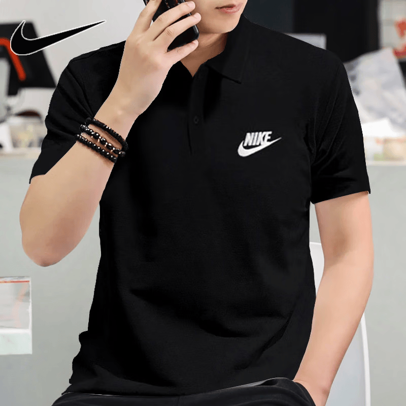 耐克(nike)翻领polo衫男装24新款纯棉针织透气宽松短袖t恤刺绣商务