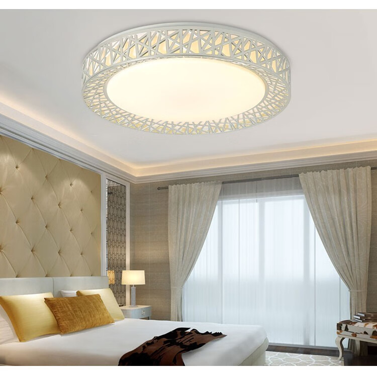 鸟巢灯罩鸟巢圆形led吸顶灯简约现代灯罩外壳罩卧室阳台橱卫套件 白色