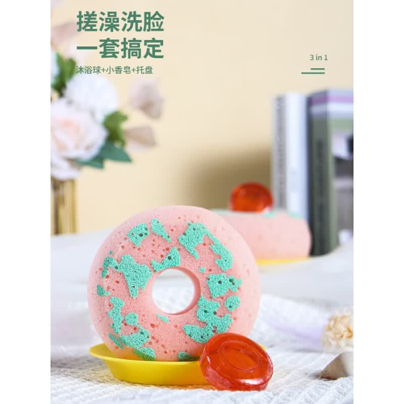 周兔塔玛卡巴卡香皂海绵的沐浴球肥皂迷你洗澡起泡搓澡可爱柔软洗脸