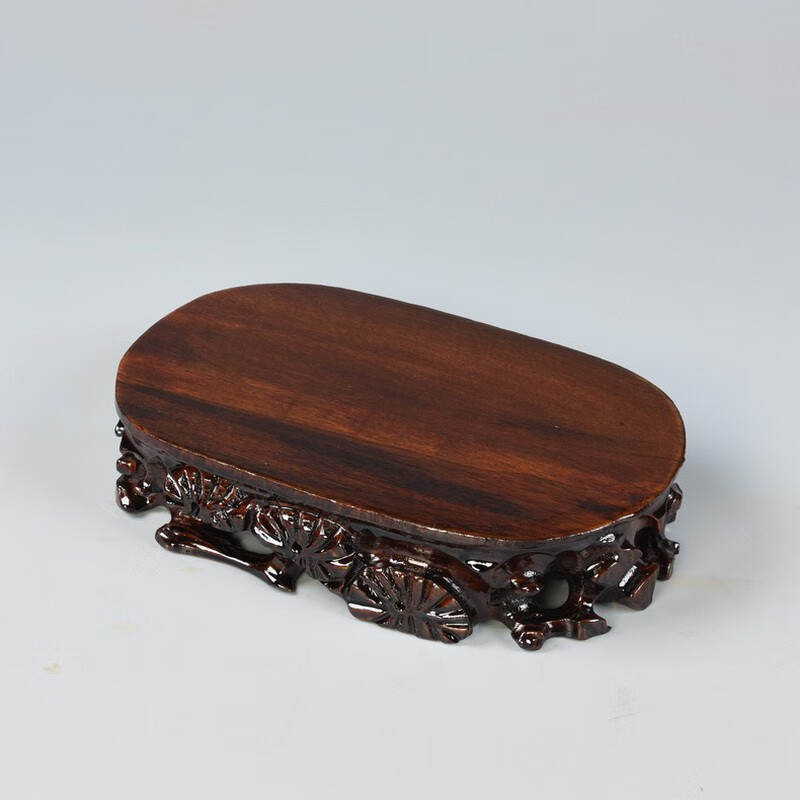 琴書(shū)侶N款實(shí)木根雕底座奇石底座橢圓形國(guó)畫(huà)石底座花盆景石頭底座 L款：長(zhǎng)11寬8高5cm