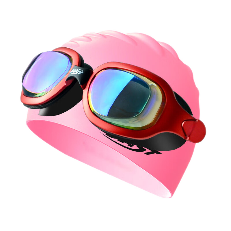 佳斯特（JAST）泳鏡女高清防水防霧大框平光近視成人游泳鏡男泳鏡泳帽游泳眼鏡女 紅色電鍍近視度數(shù)200-600度備注