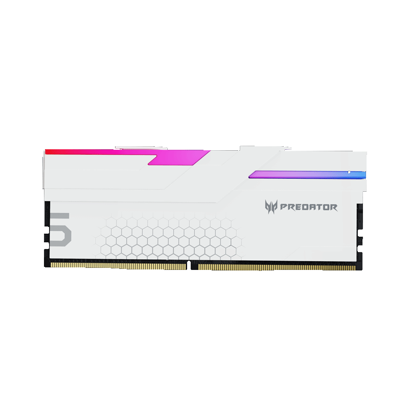 宏碁掠夺者（PREDATOR）32G(16G×2)套装 DDR5 6400频率 台式机内存条 Hermes冰刃系列 RGB灯条(C32) 白色