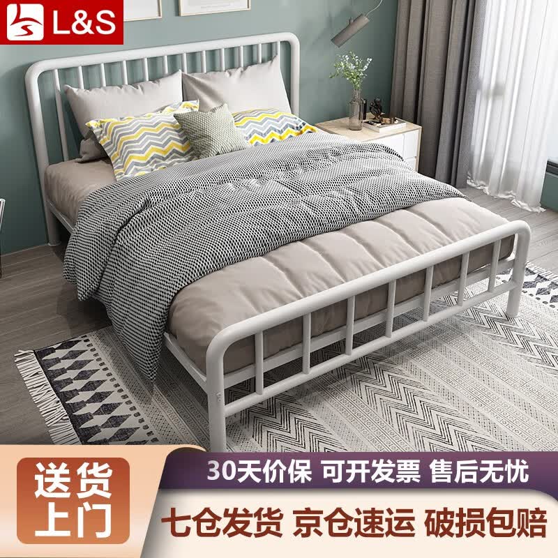 L&S 床铁艺床欧式铁架床时尚双人床简约卧室出租房宿舍龙骨床架 YC09 白色1.5*2m（7仓发货）使用感如何?