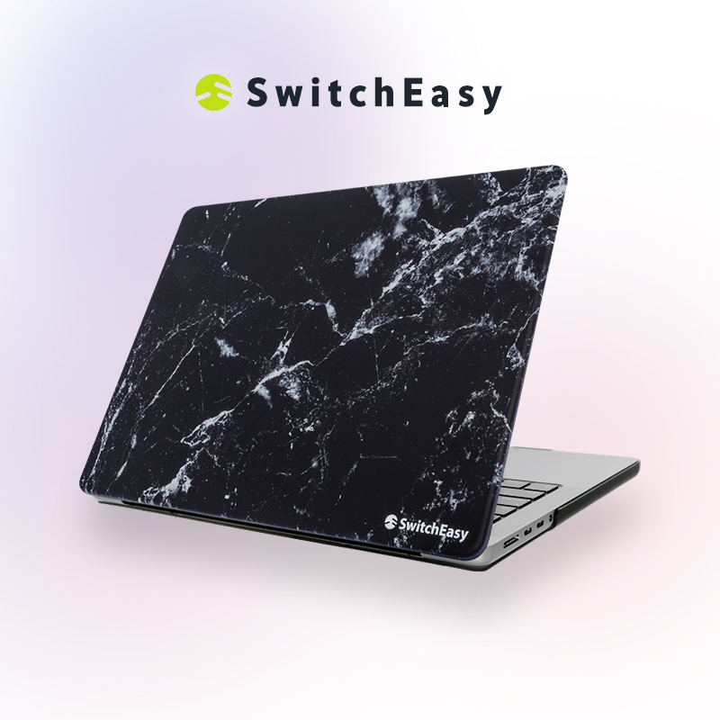 SwitchEasy Marble 笔记本电脑壳适用于苹果 macbook Air 2022新款13英寸保护壳 大理石黑 2021 M1 MacBook  Pro 14英寸