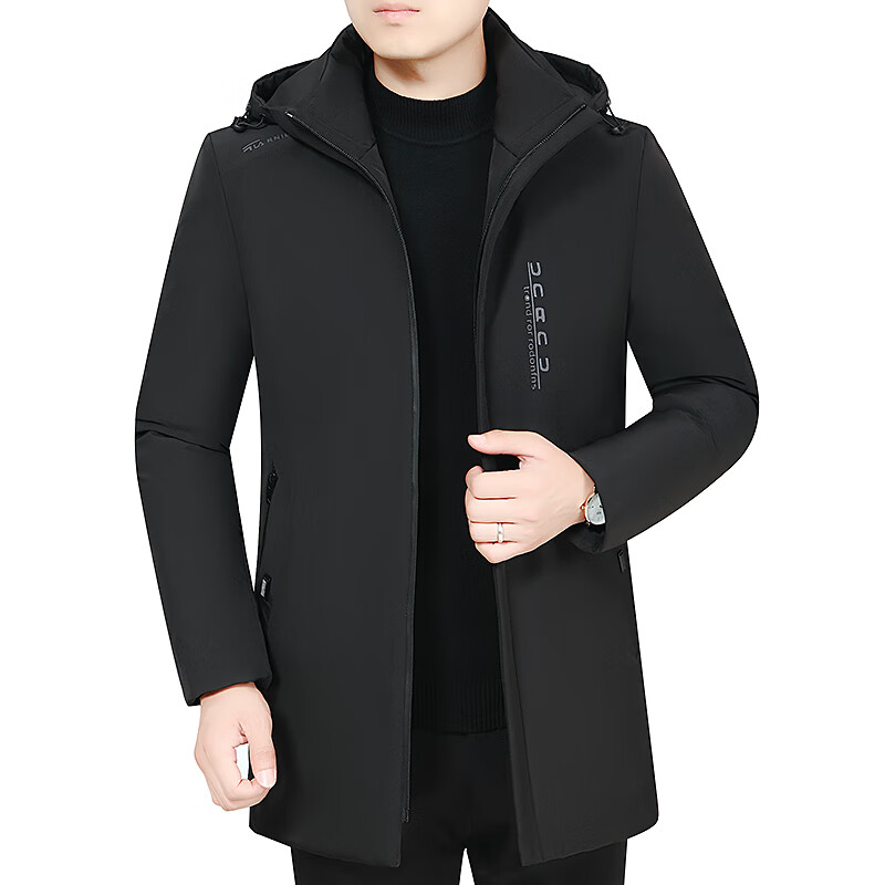 男2022年新款爸爸冬装外套男中长款加厚保暖棉服中老年人带帽棉衣中年