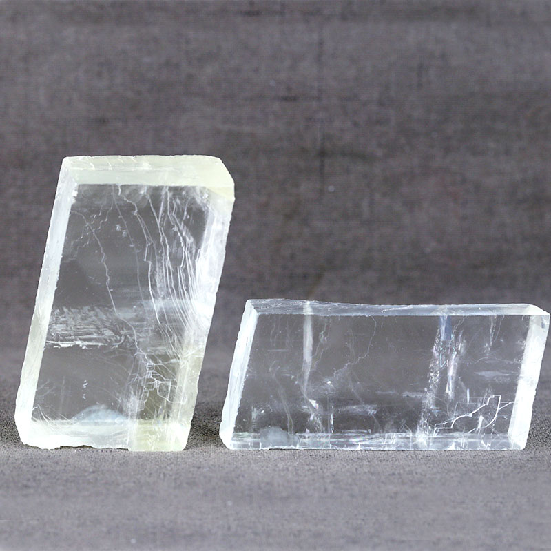 天然高品质光学级冰洲石原石透明白色方解石矿石标本教学双重影 冰洲