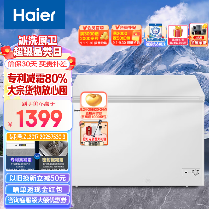海尔（Haier） 300升低霜卧式商用家用冰柜 商用大容量 冷藏柜大冷冻柜冰柜家用冰箱大冷柜BC/BD-300GHD以旧换新 白色怎么样,好用不?