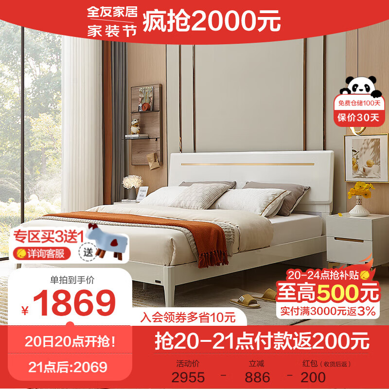 全友家居 双人床现代轻奢板式框架床 主卧室家具大床婚床126001B 属于什么档次?