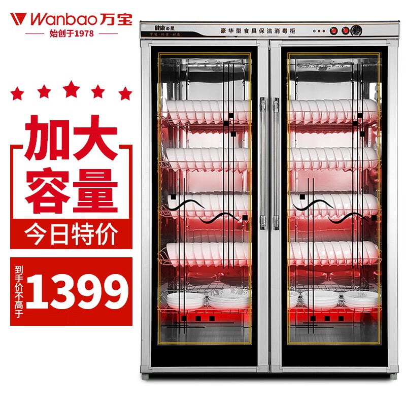 查询万宝(Wanbao)商用柜大容量立式碗柜大双门厨房饭店保洁柜历史价格
