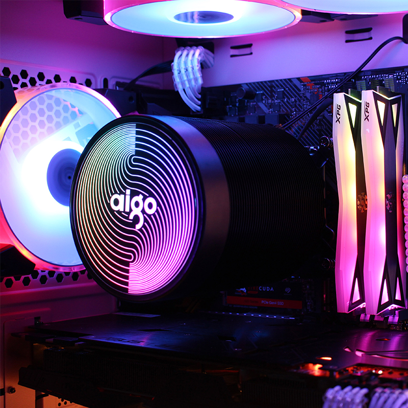 爱国者（aigo） 碟影MAX  V5幻彩版 5热管 CPU风冷散热器（多平台/5V3针主板同步/PWM温控/附带硅脂）