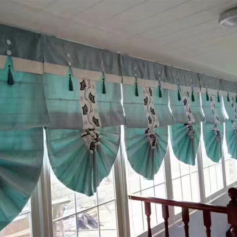 卷帘 韩式扇形罗马帘卷帘柔纱帘百叶帘卧室书房饭厅窗帘 布艺罗马帘 1