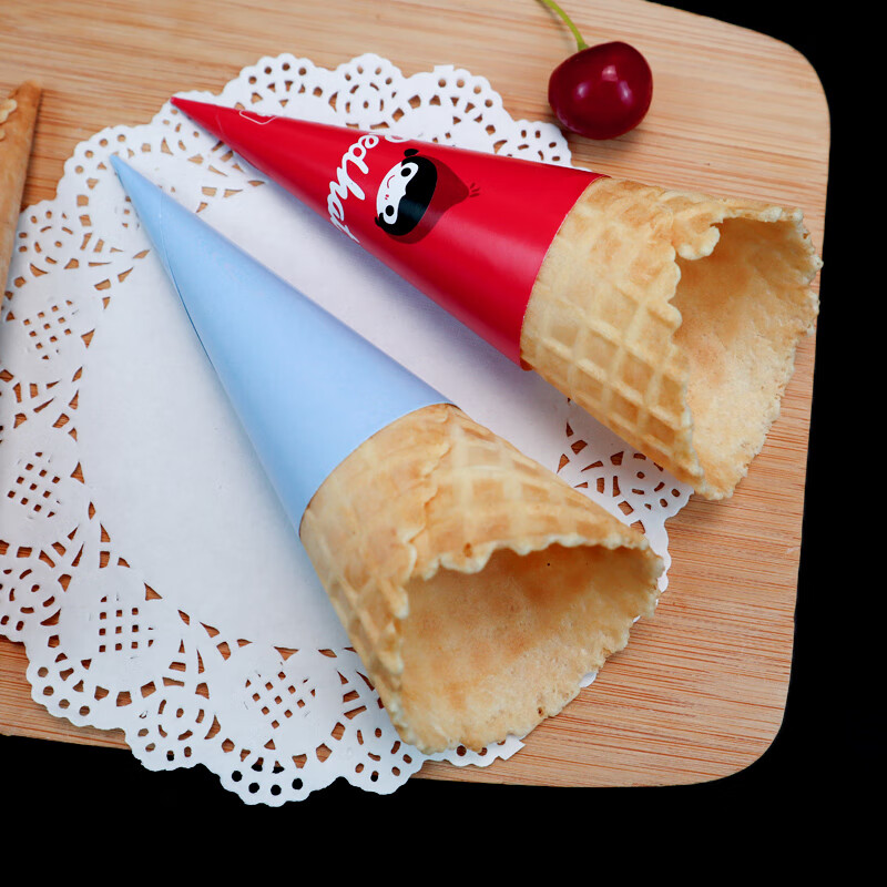 iosn中号冰淇淋脆筒彩色甜筒华夫蛋筒原味蛋卷竹炭脆皮巧克力筒400个