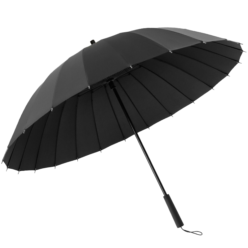 米波迪（Meebordi）加大雨伞直杆24骨长柄商务双人伞超大加厚直杆防风伞黑色可定制