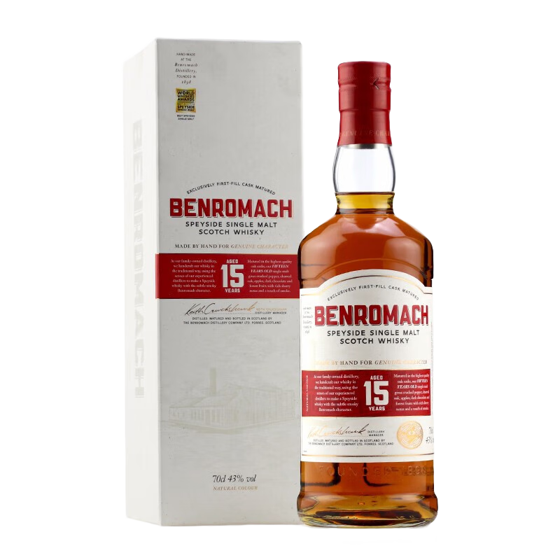 CAMUS 本诺曼克(BENROMACH)单一麦芽威士忌 苏格兰斯佩塞洋酒(WWA金奖) 本诺曼克15年