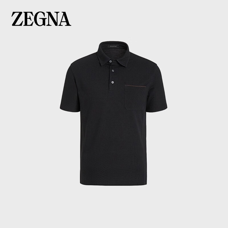 杰尼亚(zegna) 【618甄选】 男士黑色棉质短袖polo衫 uv592-752-k09