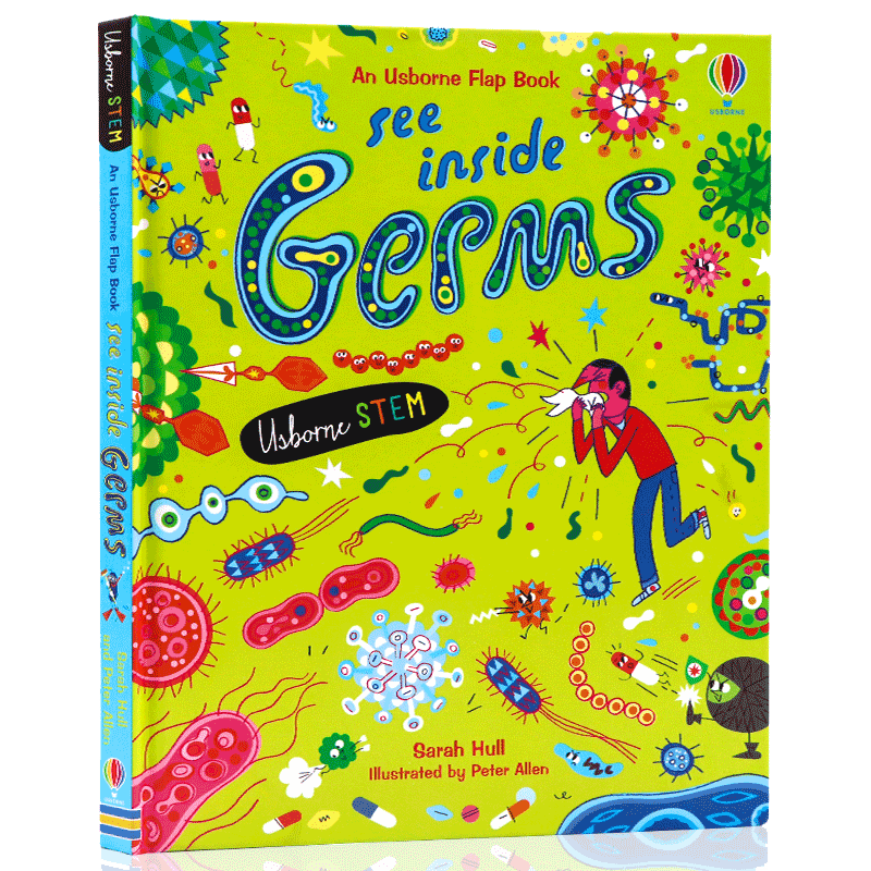 Usborne看里面系列 揭秘细菌 英文原版 See Inside Germs 精装纸板儿童英语启蒙科普立体翻翻书 stem百科科普绘本6岁+尤斯伯恩进口图书