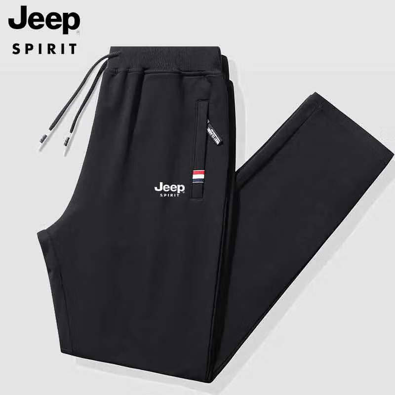 吉普（JEEP）运动裤男夏季冰爽裤舒适百搭透气休闲裤男长裤黑色（平口)XL
