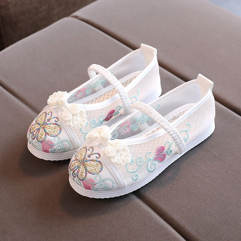 okkdey汉服鞋女童绣花鞋中国风老北京儿童手工布鞋民族古装舞蹈鞋网