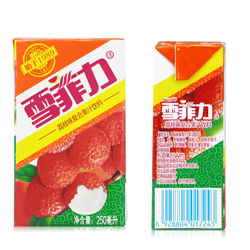 可口可乐雪菲力荔枝汁果味饮料250ml*24盒 整箱多省