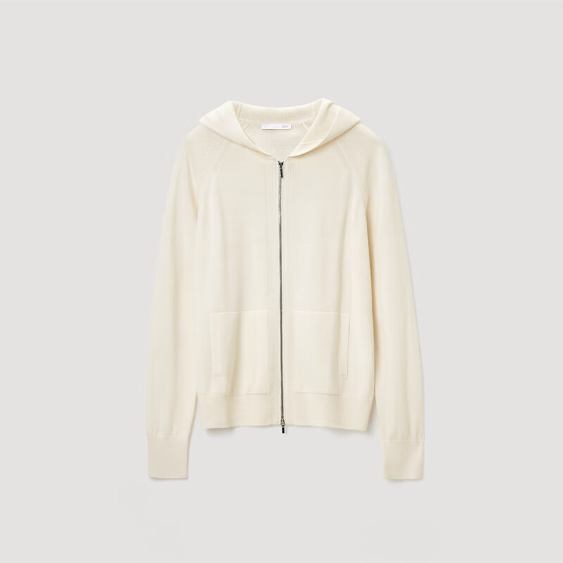 OVVOVV2024春夏新款女装休闲连帽针织开衫外套 米白(净色)02 M