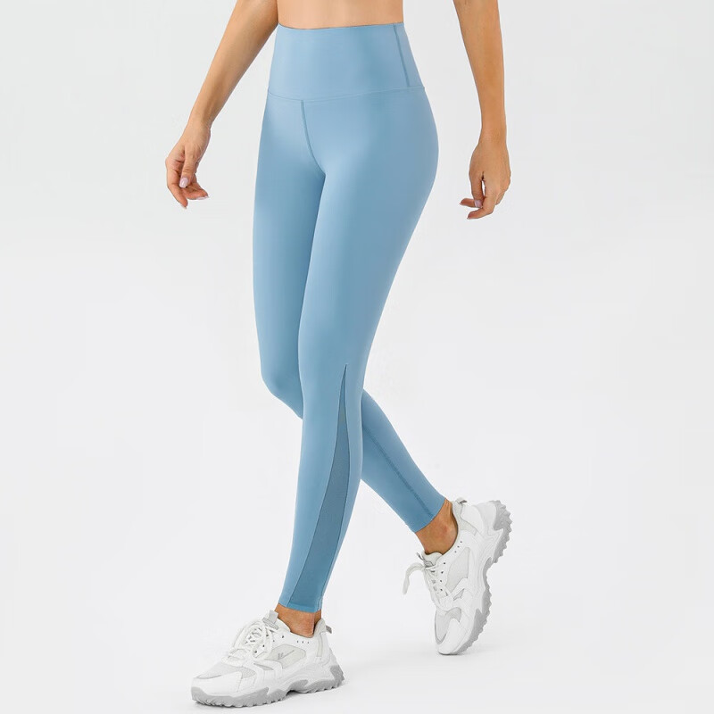 lulu zasuy 女士裸感无痕瑜伽裤高腰紧身提臀健身裤网纱拼接运动长裤