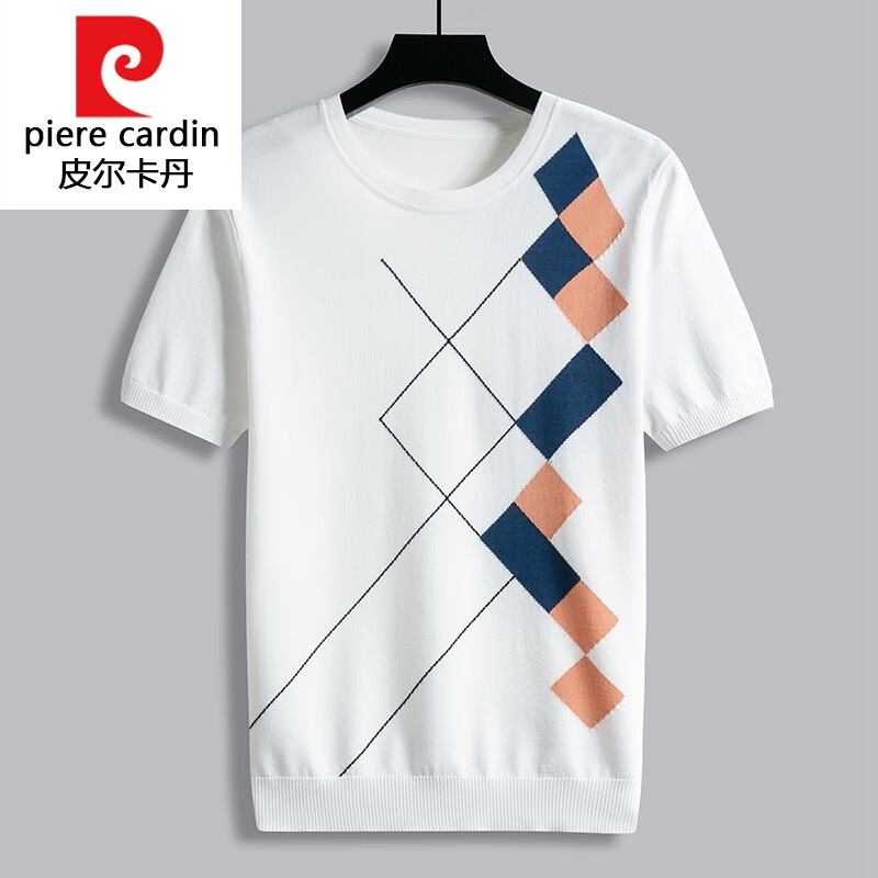 男士短袖冰丝麻衣服2022新款潮牌休闲男装半袖针织体衫针织 白色 m