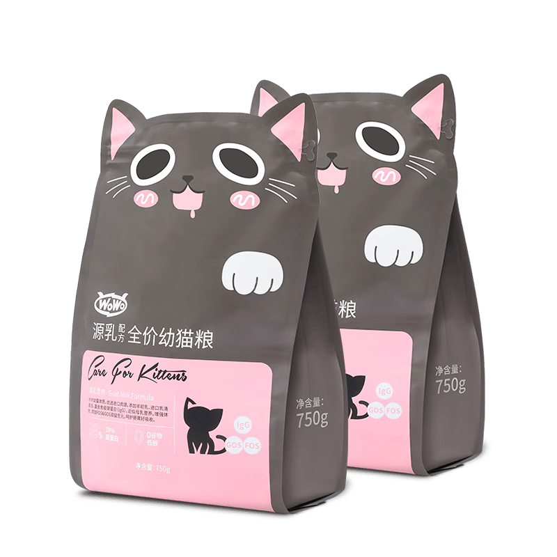 喔喔（WOWO）幼猫猫粮 全价无谷奶糕猫干粮专研源乳营养 添加益生菌  好吸收 【首购】1.5kg(750g*2袋)