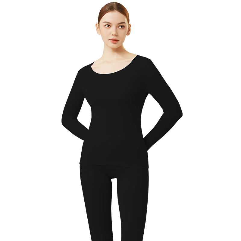 莫代尔女士保暖内衣女莫代尔秋衣秋裤套装薄款修身圆领高弹无痕打底棉衫