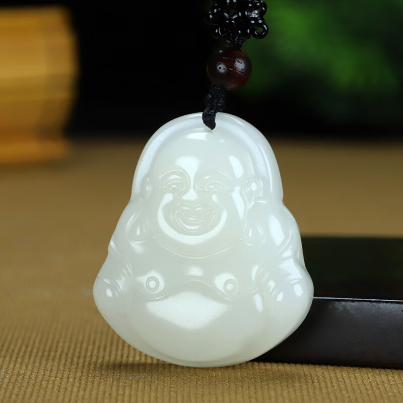 俏妆和田玉佛吊坠女款玉石小弥勒佛像佛公佛头项链大肚佛挂件玉佩玉坠