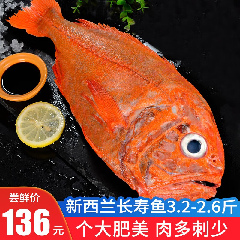 渔哥戏鱼 海捕长寿鱼3.2-2.6斤 一条装 深海鱼富贵鱼长寿鱼冷冻橙鲷鱼海鲜 3.2-2.6斤*1条【整条】