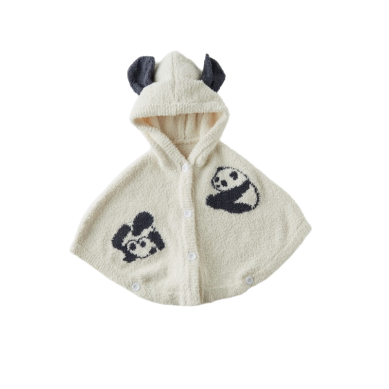 OAK FAMILY嬰兒斗篷外出防風(fēng)秋冬季寶寶披風(fēng)擋風(fēng)保暖舒適 奶白熊貓80cm