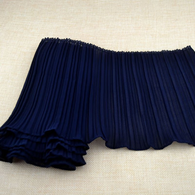 星舵单层百折褶雪纺蕾丝宽花边 衣边领口袖口裙摆服装辅料手工布 藏青色 宽12cm 半米长