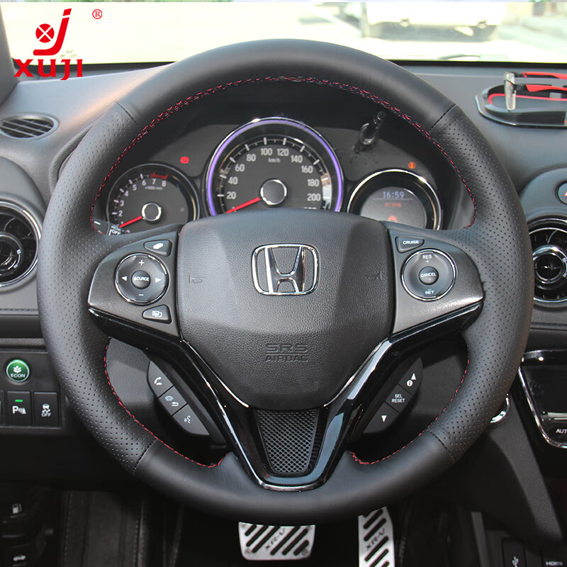 徐记适用本田CRV思域 雅阁XRV型格 皓影 缤智方向盘套URV英仕派手缝 黑皮侧孔-红线 告知车型即可定制 京东折扣/优惠券