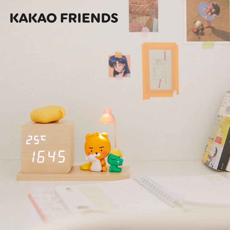 KAKAO FRIENDS 萌趣卡通创意Ryan电子钟无线高速充电温馨小台灯