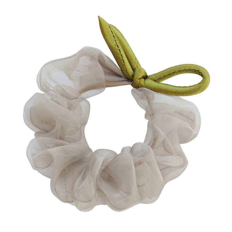 莎拉迪尔（saradear）韩国东大门轻纱丝缎面小号蝴蝶结大肠圈发圈头绳气质头饰发饰 卡其  尺码