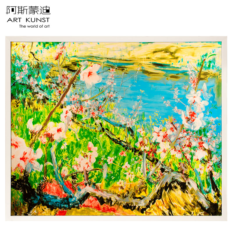 阿斯蒙迪周春芽亲笔签名丝网限量版画桃花艺术收藏品画廊现货 江南