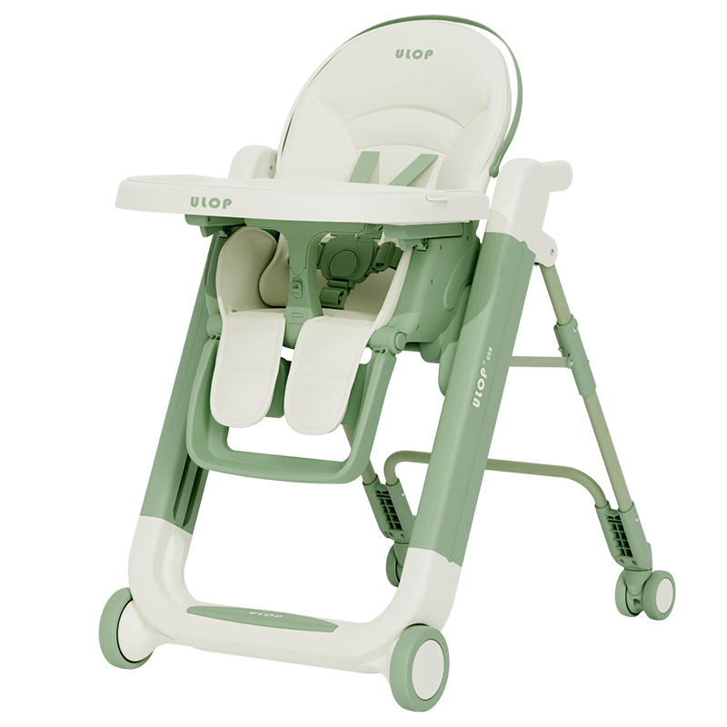 优乐博（ULOP）宝宝餐椅可坐可躺婴儿学坐椅多功能餐桌椅可折叠儿童小孩吃饭座椅 婴儿餐车椅宝宝辅食椅-青柠抹茶