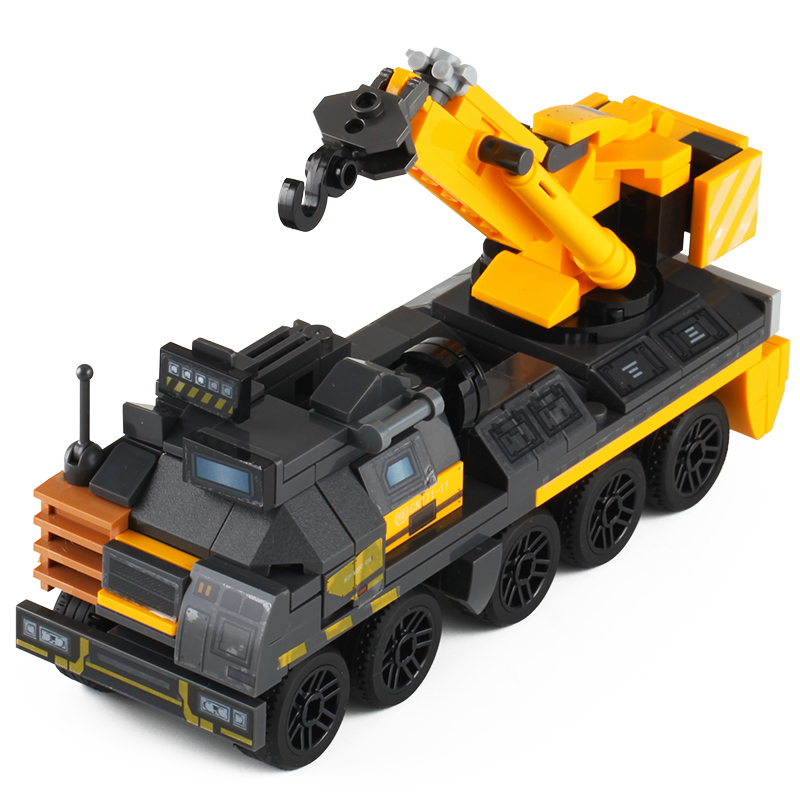 fghgf儿童小孩玩具流浪地球吊车警车运兵车模型男孩子兼容拼装积木