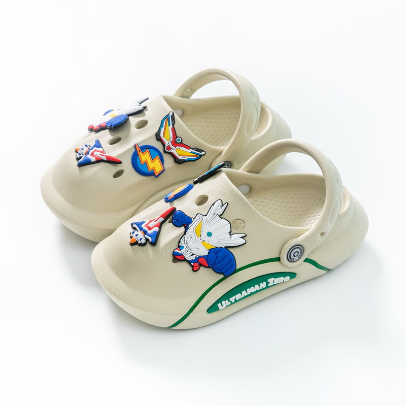 ultraman儿童洞洞鞋夏季家居男童凉拖鞋小孩沙滩鞋230121卡其 220