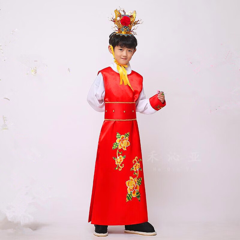 禾沁亚红楼梦儿童服装儿童贾宝玉舞台演出男童古写话剧表演 白色 白袖