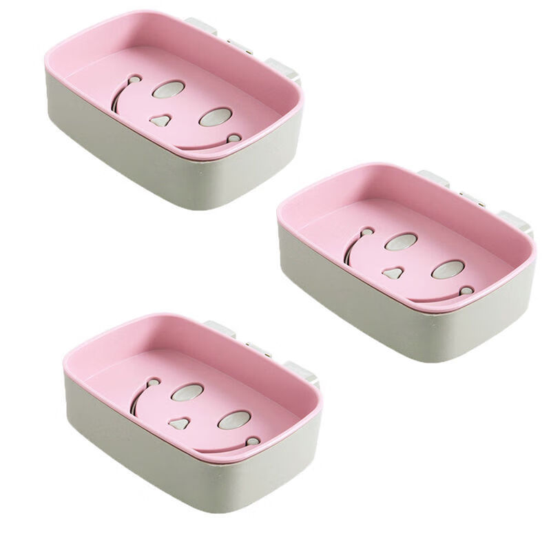 肥皂盒免打孔粘贴型香皂盒沥水强力无痕贴强力粘的牢 粉色 2个装【基本够用】