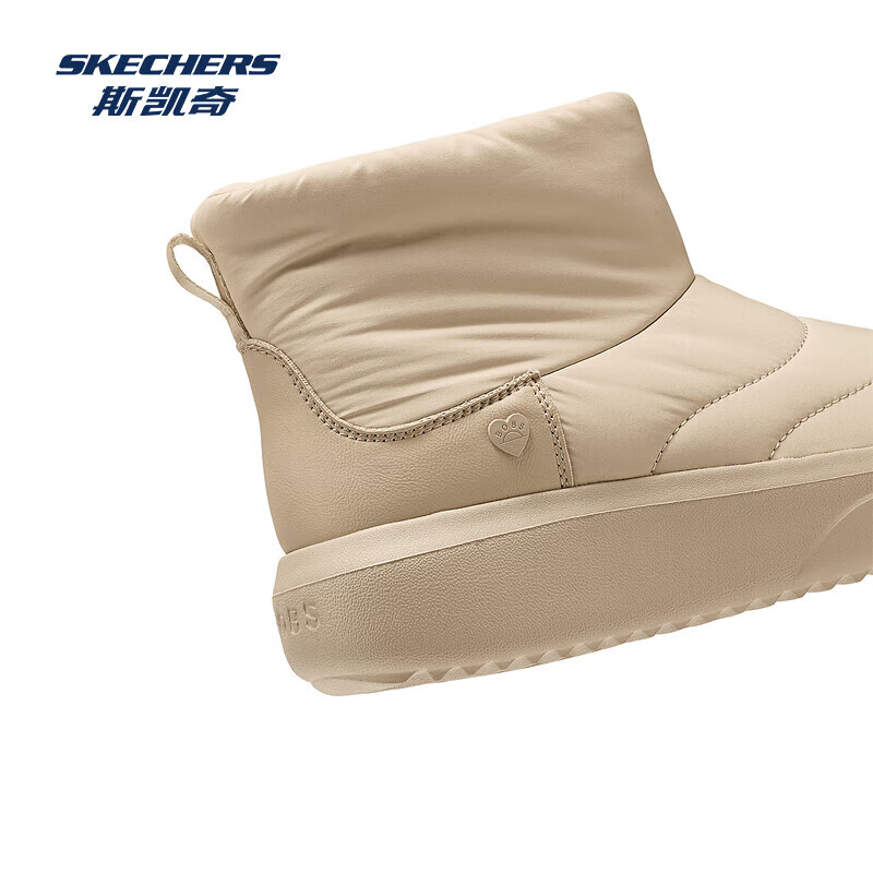 斯凯奇（Skechers）女士时尚厚底增高防滑加绒棉鞋中筒靴冬季新品耐滑保暖时尚 自然色/NAT 37