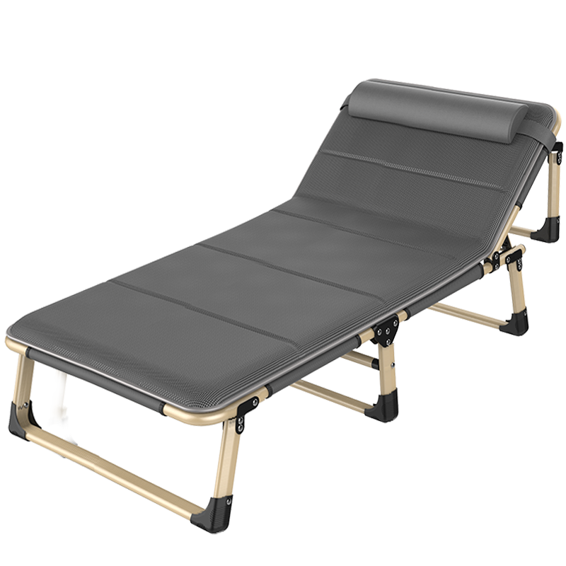 折叠午睡床 行军床折叠床 午休折叠椅 医院陪护折叠床陪护椅陪床单人行军床午休折叠床办公室简易便携躺椅 三脚圆管灰(该商品为主图第二张图)