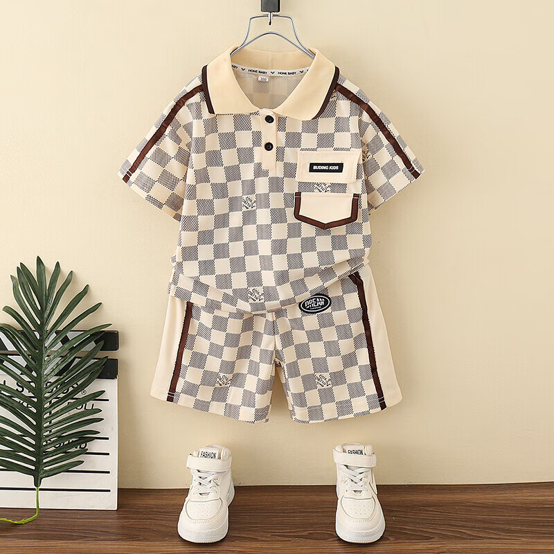 duckkids品牌男童夏装套装洋气男孩polo衫夏季儿童短袖童装宝宝衣服潮