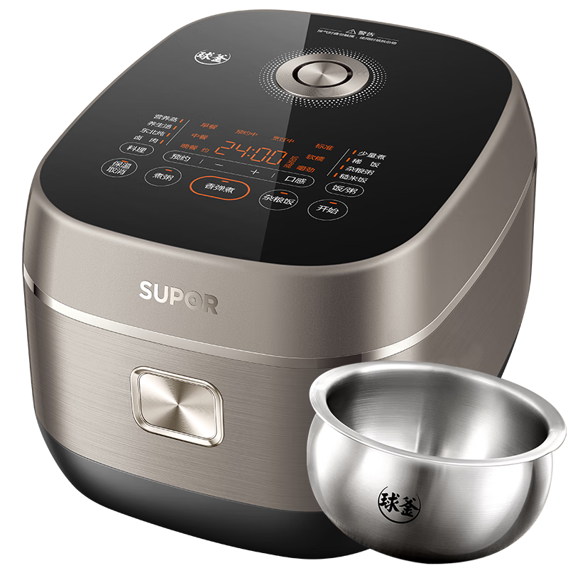 苏泊尔（SUPOR）2代0涂层电饭煲4L家用3-5-8人无涂层IH电磁加热316L不锈钢球釜电饭锅快煮饭杂粮饭多功能智能预约 0涂层IH球釜 4L