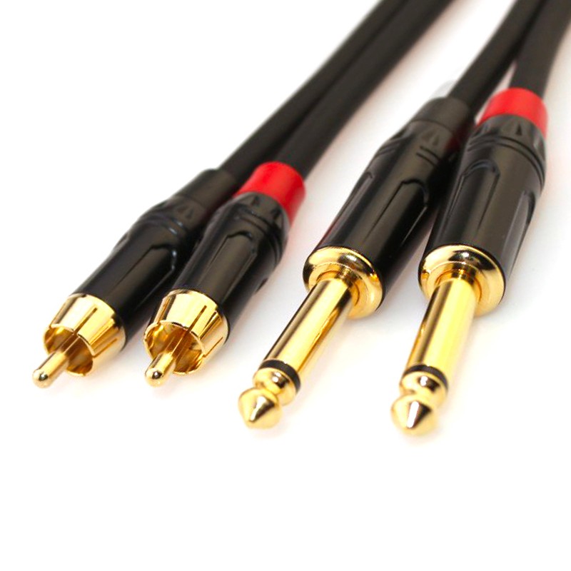 七幻 七幻（Seven Magic）双大二芯转双莲花音频线 2个6.5/6.35声卡转2个RCA音箱音响红白音频线 双大二芯直头转双莲花弯头 100米