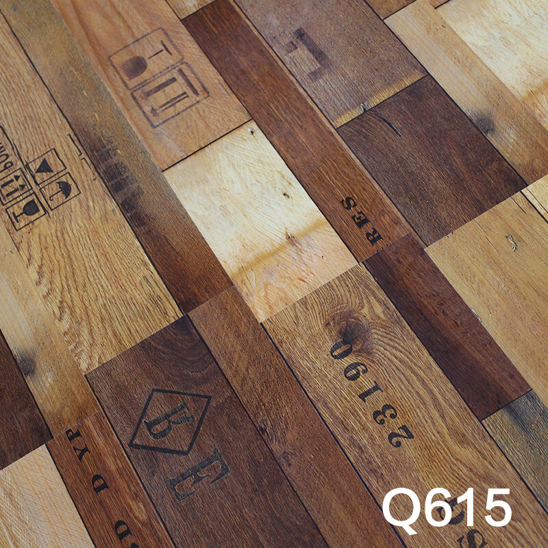 华欣硕 强化复合木地板个性做旧复古仿古彩色工业风 艺术字母彩色木地板 浅棕色7mm厚型号615 1㎡